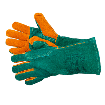 Green Welder Краги из спилка зеленого цвета с усилением, прошиты огнеупорной нитью
