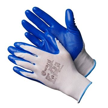 Blue Перчатки из полиэстера/нейлона белые с синим нитриловым покрытием