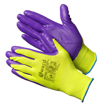 ХОРОШО ВИДИМЫЕ (Hi-Vis) Перчатки из полиэстера/нейлона с нитриловым покрытием